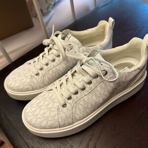 Michael Kors White Patterned Sneakers NWOTGS 9.5